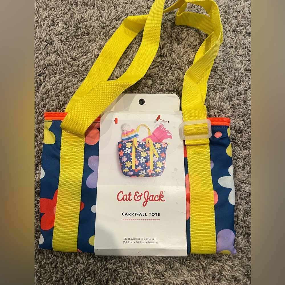 Cat & Jack Floral Carry-All Tote in Navy and Yellow